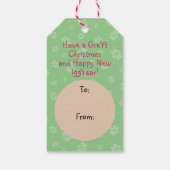 Happy pawlidays kerstmis Cartoon zwarte reuzenhond Cadeaulabel (Achterkant)