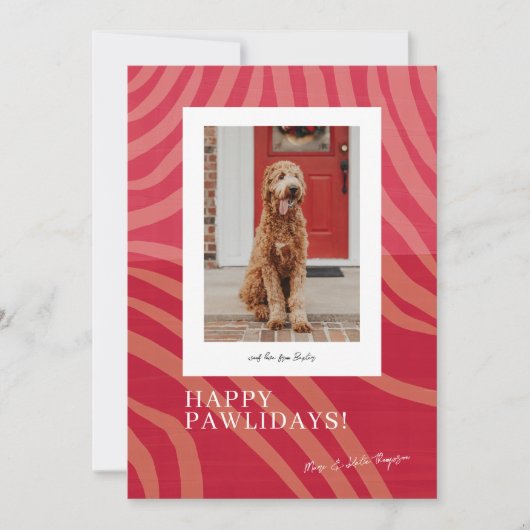Happy Pawlidays Magenta Photo Holiday Card Feestdagenkaart (Voorkant)