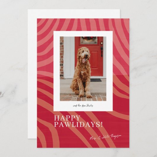 Happy Pawlidays Magenta Photo Holiday Card Feestdagenkaart (Voorkant / Achterkant)