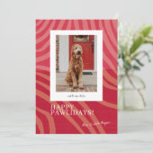 Happy Pawlidays Magenta Photo Holiday Card Feestdagenkaart (Staand voorkant)