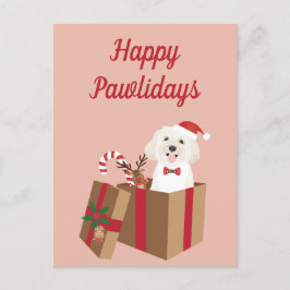 Happy Pawlidays Maltipoo Kerstmis aanwezig Briefkaart