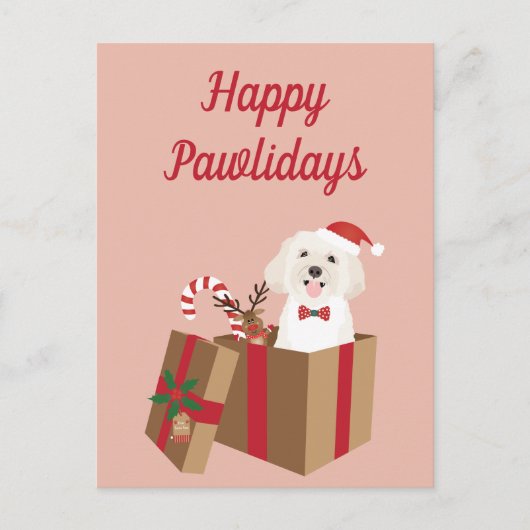Happy Pawlidays Maltipoo Kerstmis aanwezig Briefkaart (Voorkant)