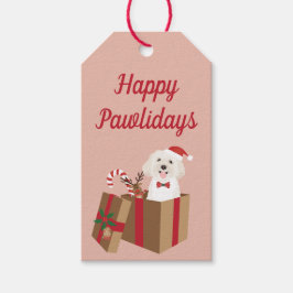 Happy Pawlidays Maltipoo Kerstmis aanwezig Cadeaulabel