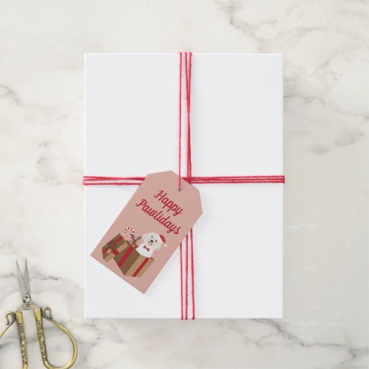 Happy Pawlidays Maltipoo Kerstmis aanwezig Cadeaulabel (Met Touw)