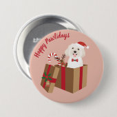 Happy Pawlidays Maltipoo Kerstmis aanwezig Ronde Button 7,6 Cm (Voorkant /achterkant)