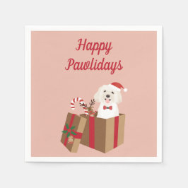 Happy Pawlidays Maltipoo Kerstmis aanwezig Servet