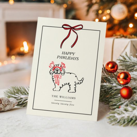 Happy Pawlidays Modern Dog Family Christmas Card Feestdagenkaart