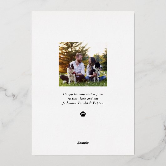 Happy Pawlidays Moderne Gold Red Puppy Dog Foto Folie Feestdagenkaart (Achterkant)