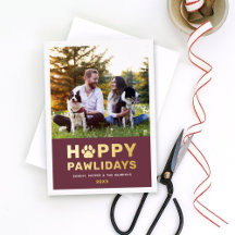 Happy Pawlidays Moderne Gold Wine Puppy Dog Foto