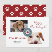 Happy Pawlidays Multiple Photo Pet Feestdagenkaart (Voorkant / Achterkant)