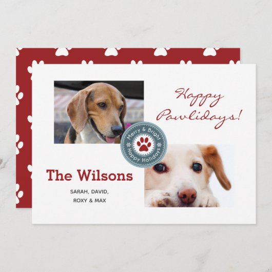 Happy Pawlidays Multiple Photo Pet Feestdagenkaart (Voorkant / Achterkant)