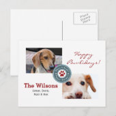 Happy Pawlidays Multiple Photo Pet Holiday Kaart (Voorkant / Achterkant)