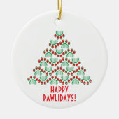 Happy pawlidays, paw print die kerstboom vormt keramisch ornament (Voorkant)