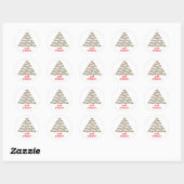 Happy pawlidays, paw print die kerstboom vormt ronde sticker (Vel)