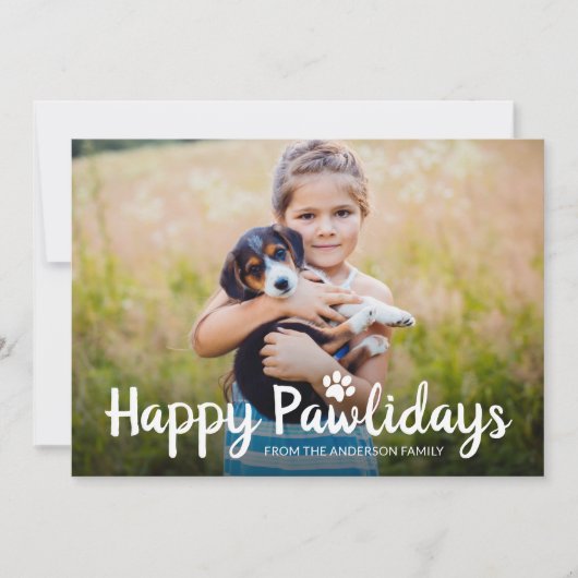 Happy Pawlidays Pet Dog Puppy Photo Feestdagenkaart (Voorkant)