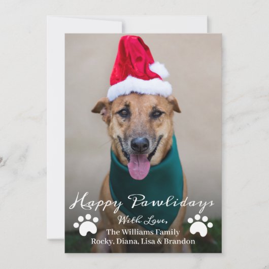 Happy Pawlidays Pet Dog Puppy Photo met kerstmis Feestdagenkaart (Voorkant)