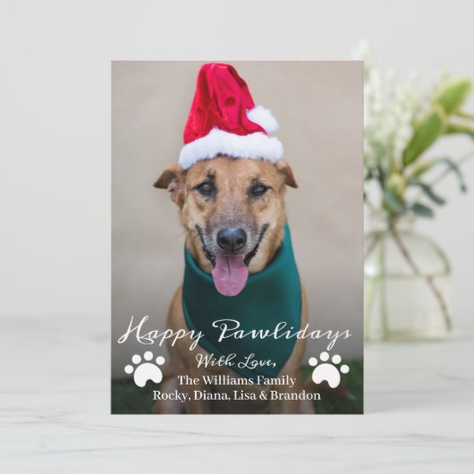 Happy Pawlidays Pet Dog Puppy Photo met kerstmis Feestdagenkaart (Staand voorkant)