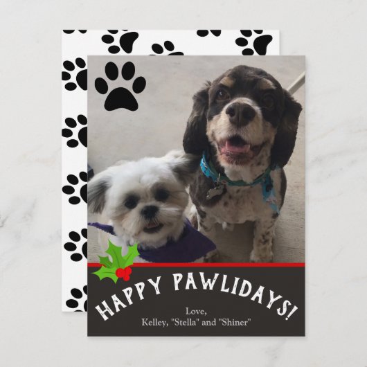 Happy Pawlidays Pet Photo met kerstkaart (Voorkant / Achterkant)