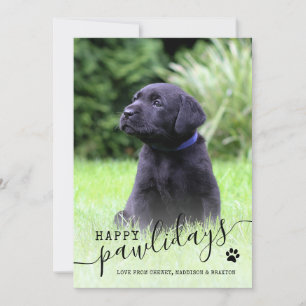 Happy Pawlidays Puppy Photo Moderne Pet Kerstmis Feestdagenkaart