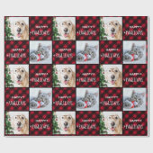 Happy Pawlidays Red Buffalo Pset Aangepast 2 Foto Cadeaupapier (Vlak)