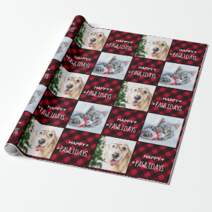 Happy Pawlidays Red Buffalo Pset Aangepast 2 Foto Cadeaupapier
