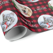 Happy Pawlidays Red Buffalo Pset Aangepaste foto Cadeaupapier (Rol Hoek)