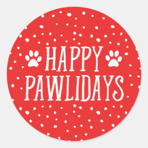 Happy Pawlidays   Rode feestdag Ronde Sticker