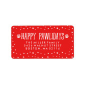 Happy Pawlidays | Rood vakantieadres Etiket (Voorkant)