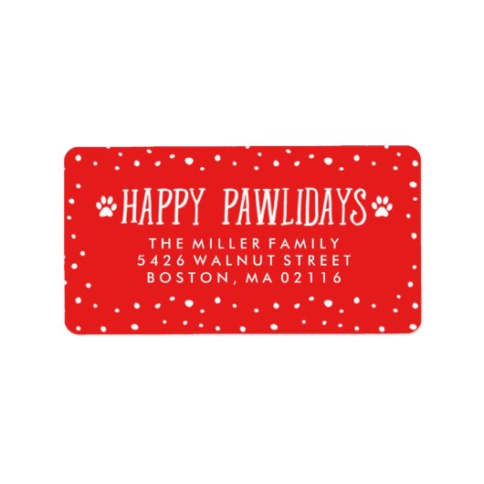 Happy Pawlidays | Rood vakantieadres Etiket (Voorkant)