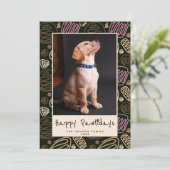 Happy Pawlidays Roze Black One line Pet Foto Feestdagenkaart (Staand voorkant)