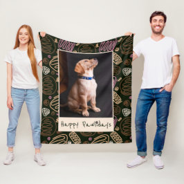 Happy Pawlidays Roze Black One line Pet Foto Fleece Deken
