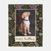 Happy Pawlidays Roze Black One line Pet Foto Fleece Deken (Voorkant)