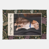 Happy Pawlidays Roze Black One line Pet Foto Theedoek (Horizontaal)