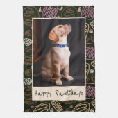 Happy Pawlidays Roze Black One line Pet Foto Theedoek (Verticaal)