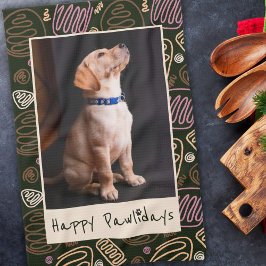 Happy Pawlidays Roze Black One line Pet Foto Theedoek