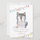Happy Pawlidays Siberian Husky kerstlampjes Feestdagenkaart (Voorkant)
