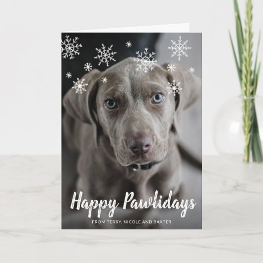 Happy Pawlidays Snowflakes Dog Feestdagen Kaart (Voorkant)