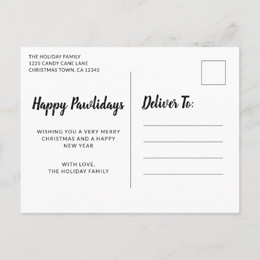 Happy Pawlidays Snowflakes Dog Feestdagenkaart (Achterkant)