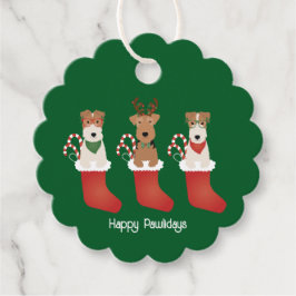 Happy Pawlidays Welsh Wire Fox Terrier Dogs Bedankjes Labels