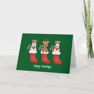 Happy Pawlidays Welsh Wire Fox Terrier Dogs Kaart