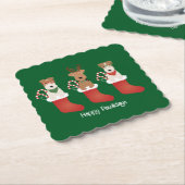 Happy Pawlidays Welsh Wire Fox Terrier Dogs Kartonnen Onderzetters (Gebogen)