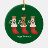 Happy Pawlidays Welsh Wire Fox Terrier Dogs Keramisch Ornament (Voorkant)