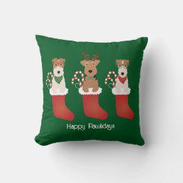 Happy Pawlidays Welsh Wire Fox Terrier Dogs Kussen