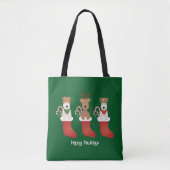 Happy Pawlidays Welsh Wire Fox Terrier Dogs Tote Bag (Voorkant)