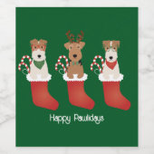 Happy Pawlidays Welsh Wire Fox Terrier Dogs Wijn Etiket (Enkel label)
