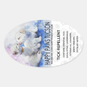 Happy Paws Oval Ovale Sticker (Voorkant)