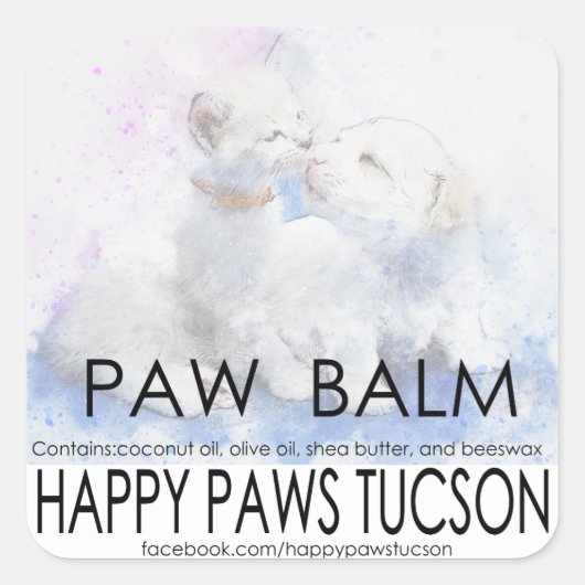Happy Paws Square Vierkante Sticker (Voorkant)