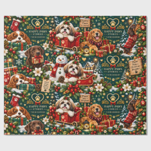 Happy Paws Stories Cute Dogs Xmas Inpakpapier