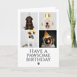 Happy Pawsome Birthday Photo Collage Dog Kaart