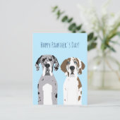 Happy Pawthers Day Cute Great Dogs Blue Briefkaart (Staand voorkant)